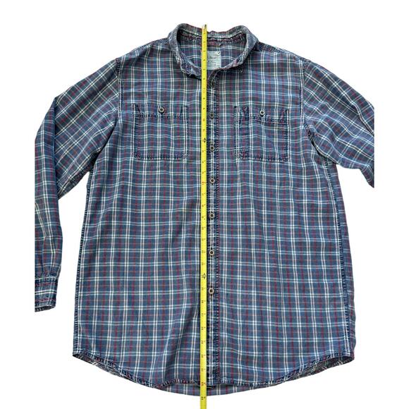 L.L. Bean Y2K Plaid Button Down Shirt, Blue/Red, Men's Size MEDIUM TALL - Picture 6 of 8